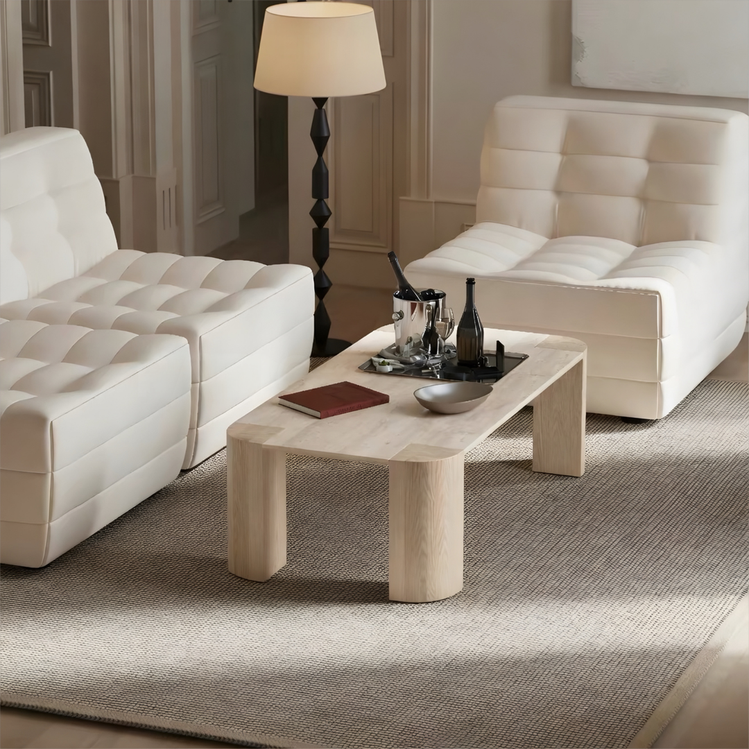 ALVÉRA Modern Travertine Coffee Table - Cassa Haus Singapore