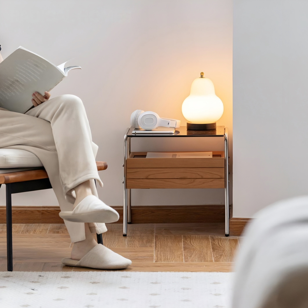 KUREN Modern Solid Wood Bedside Table - Cassa Haus Singapore