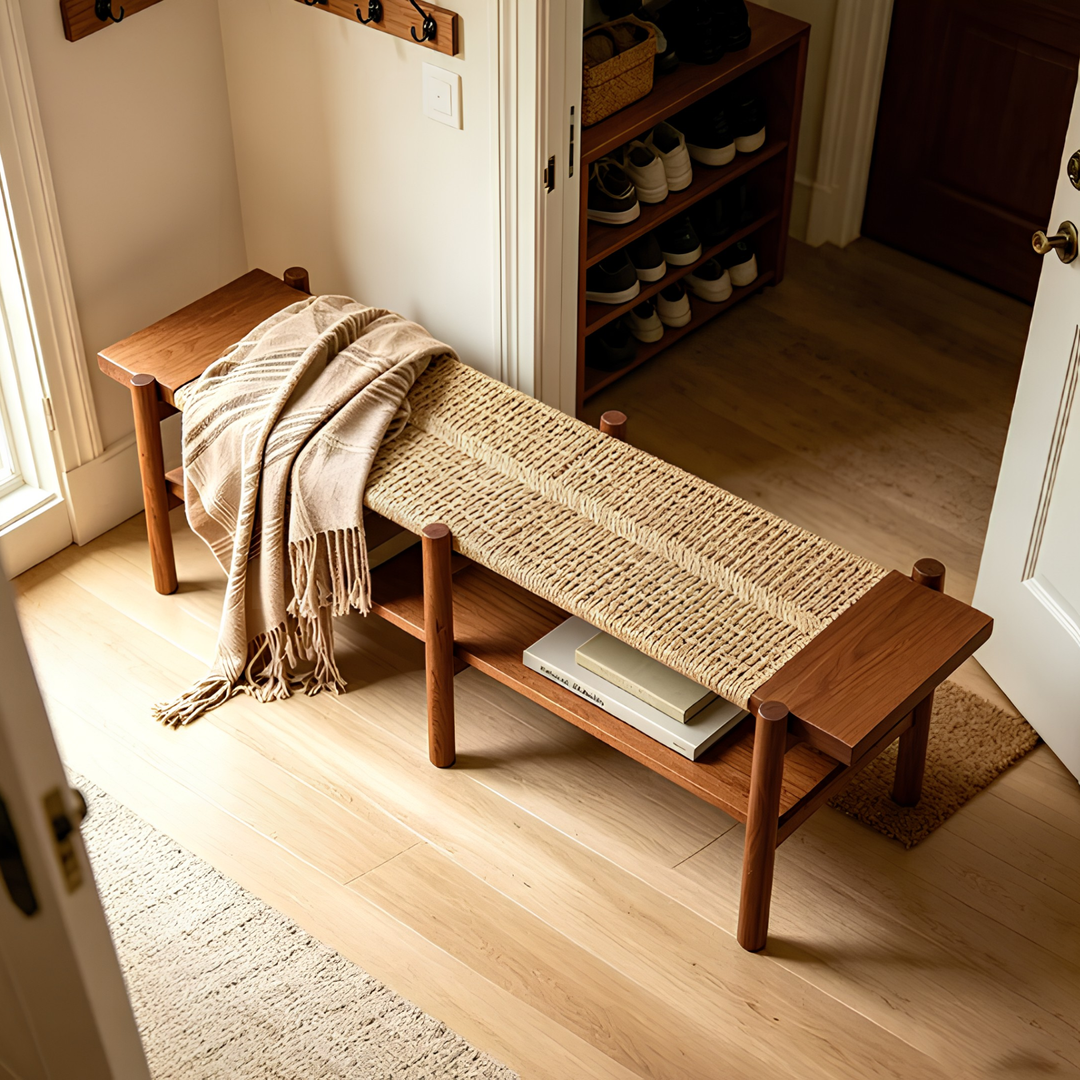 AUREVIA Rustic Rattan Bench - Cassa Haus Singapore