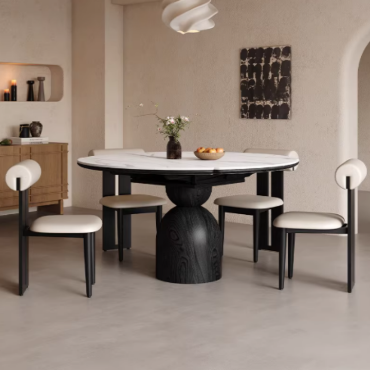ELAN Modern Sintered Stone Extendable Round Dining Table - Cassa Haus Singapore