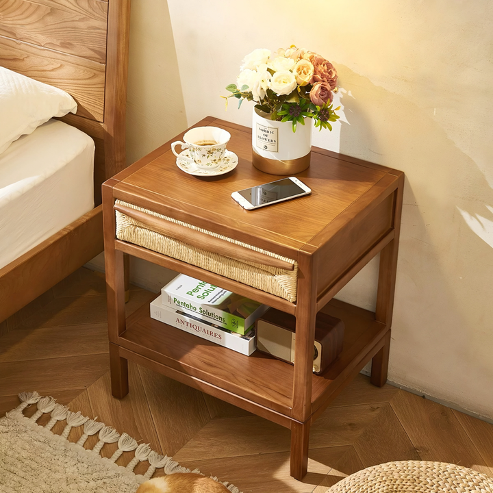 RYDEN Japandi Solid Wood Bedside Table - Cassa Haus Singapore