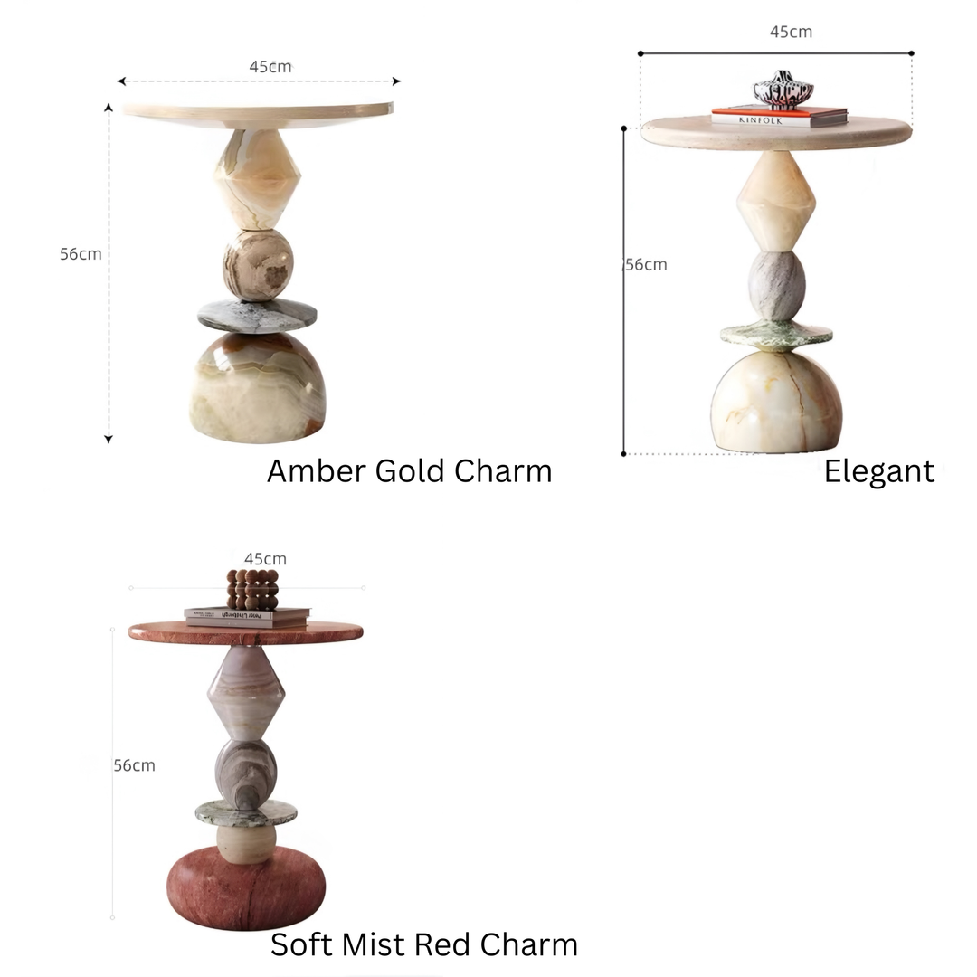 VELORA Modern Natural Marble Side Table - Cassa Haus Singapore