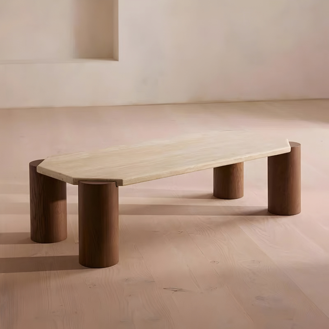 TREVISO Modern Travertine Coffee Table - Cassa Haus Singapore