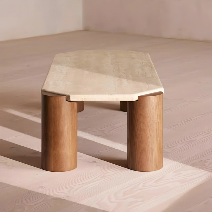 TREVISO Modern Travertine Coffee Table - Cassa Haus Singapore