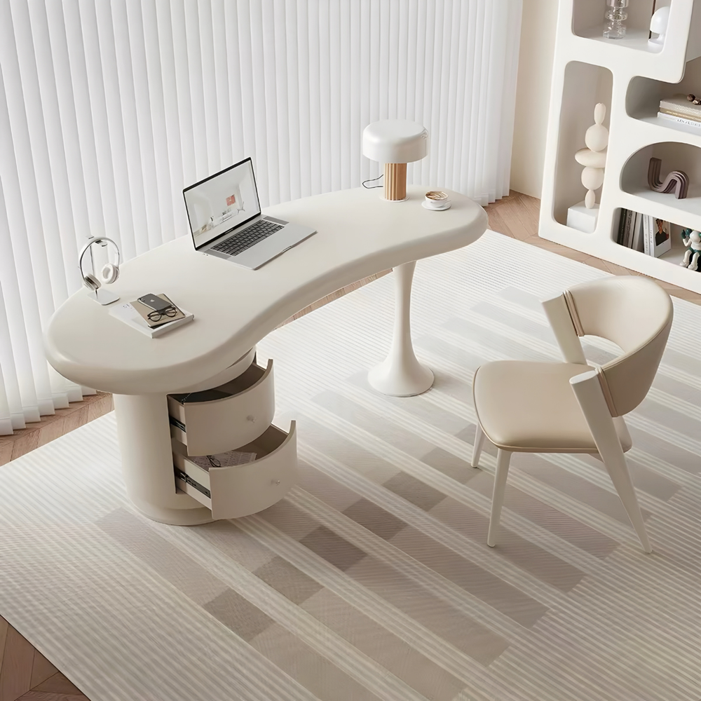 MILKSTONE Modern Curved Study Table - Urban Mood Singapore