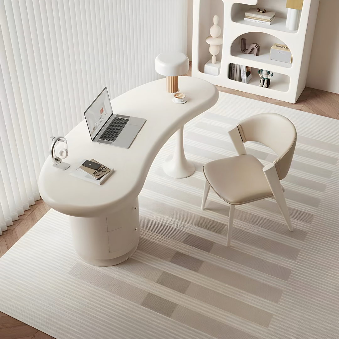 MILKSTONE Modern Curved Study Table - Urban Mood Singapore