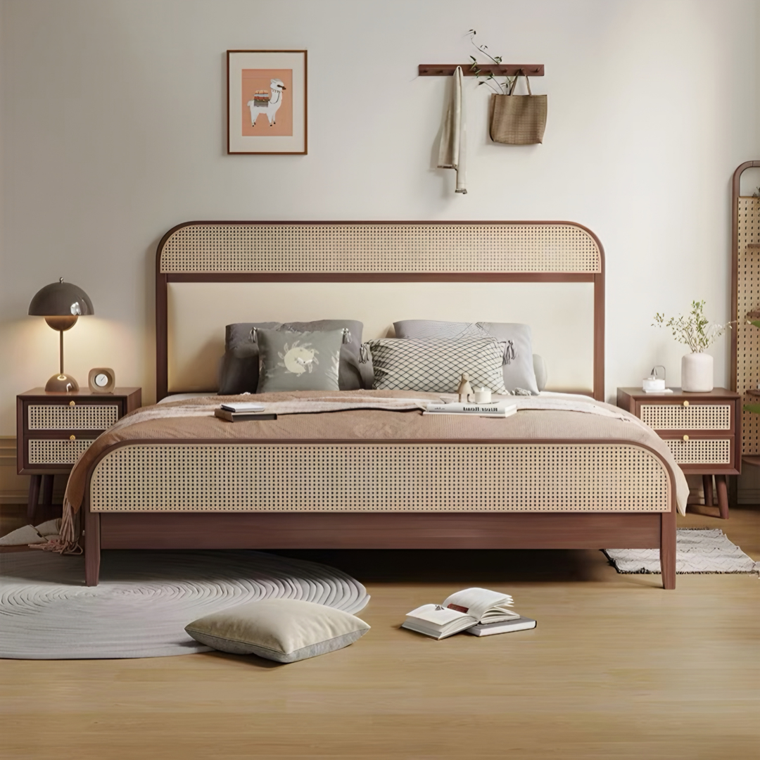 AUDREY Rustic Rattan Bedframe - Cassa Haus Singapore