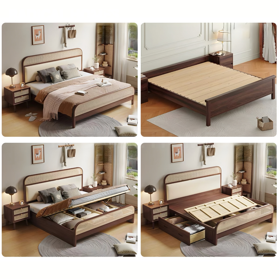AUDREY Rustic Rattan Bedframe - Cassa Haus Singapore