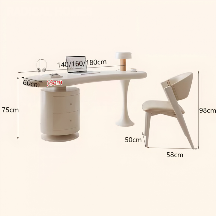 MILKSTONE Modern Curved Study Table - Urban Mood Singapore