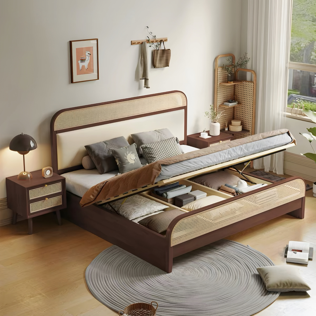 AUDREY Rustic Rattan Bedframe - Cassa Haus Singapore