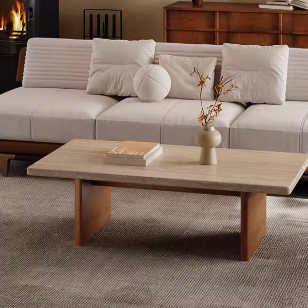 KASSEL Modern Travertine Coffee Table - Cassa Haus Singapore