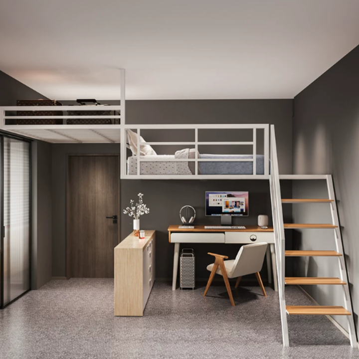 HIKO Modern Loft Bedframe With Storage - Cassa Haus Singapore