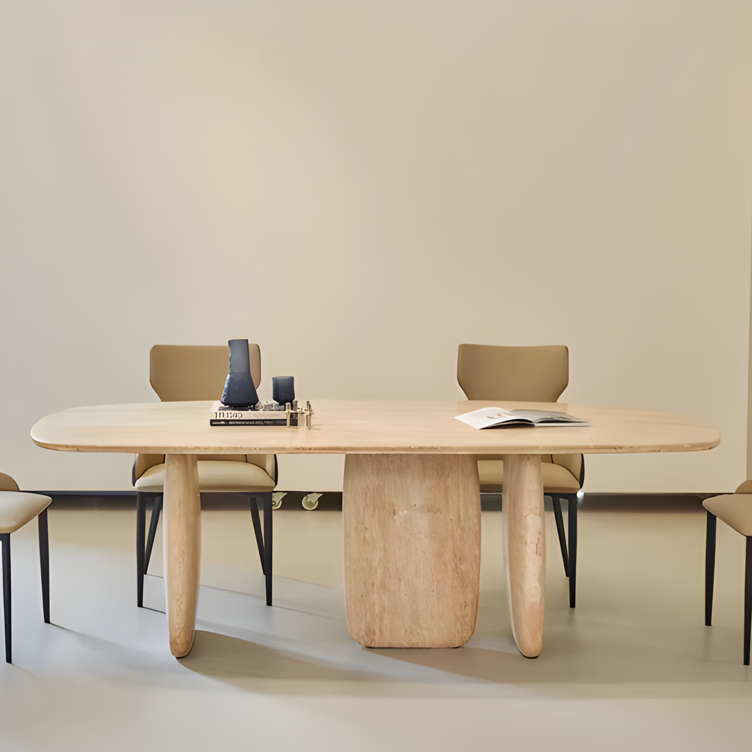 TERRANE Modern Travertine Dining Table - Cassa Haus Singapore