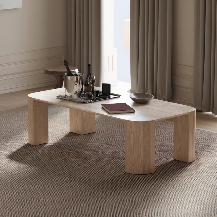 ALVÉRA Modern Travertine Coffee Table - Cassa Haus Singapore