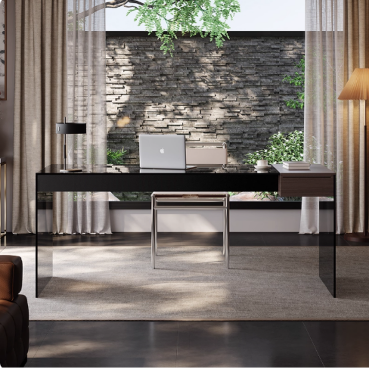 CITADEL Modern Tempered Glass Study / Office Table - Urban Mood Singapore