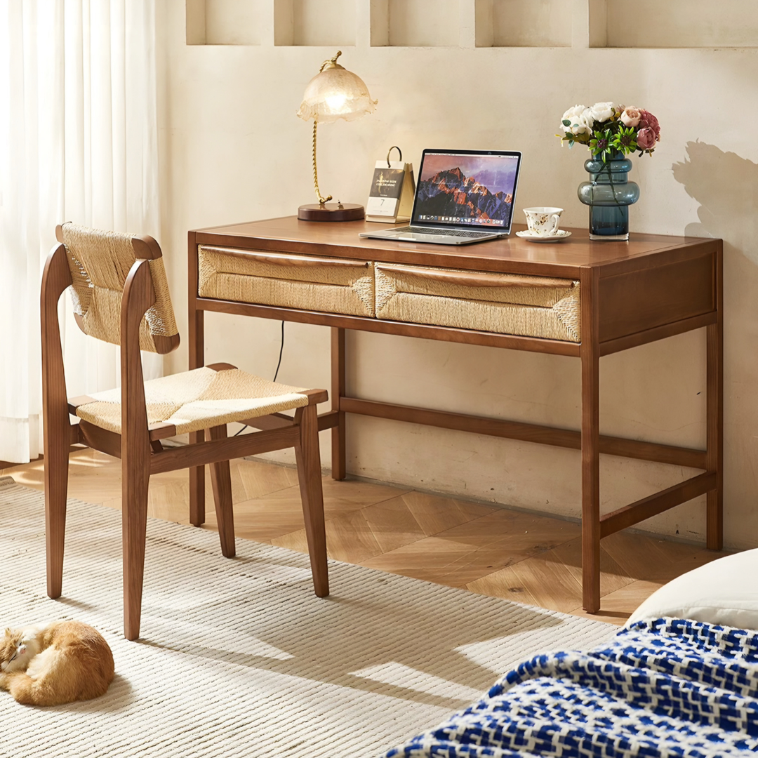FLORENCE Nordic Rattan Study Table - Cassa Haus Singapore
