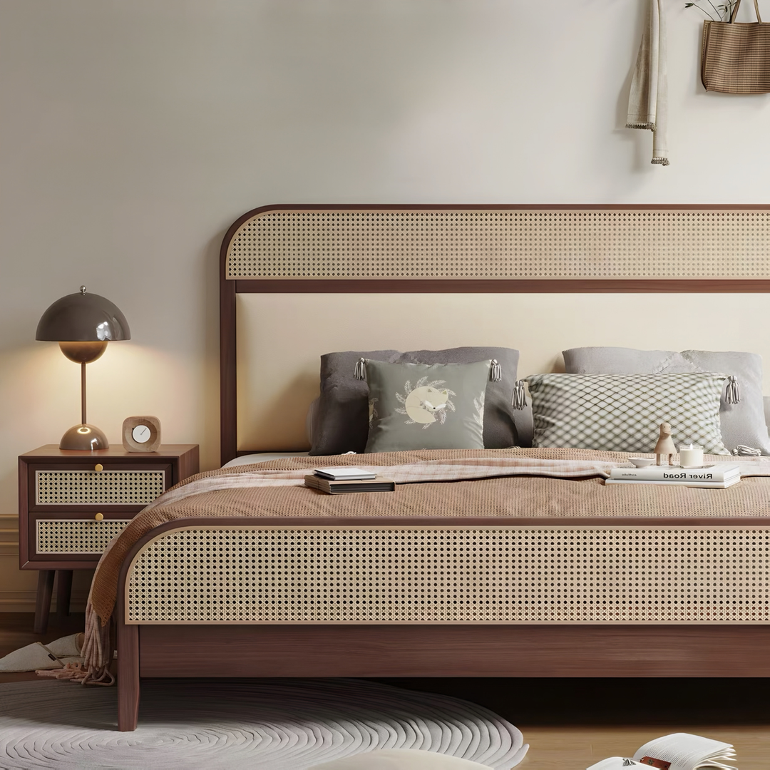 AUDREY Rustic Rattan Bedframe - Cassa Haus Singapore