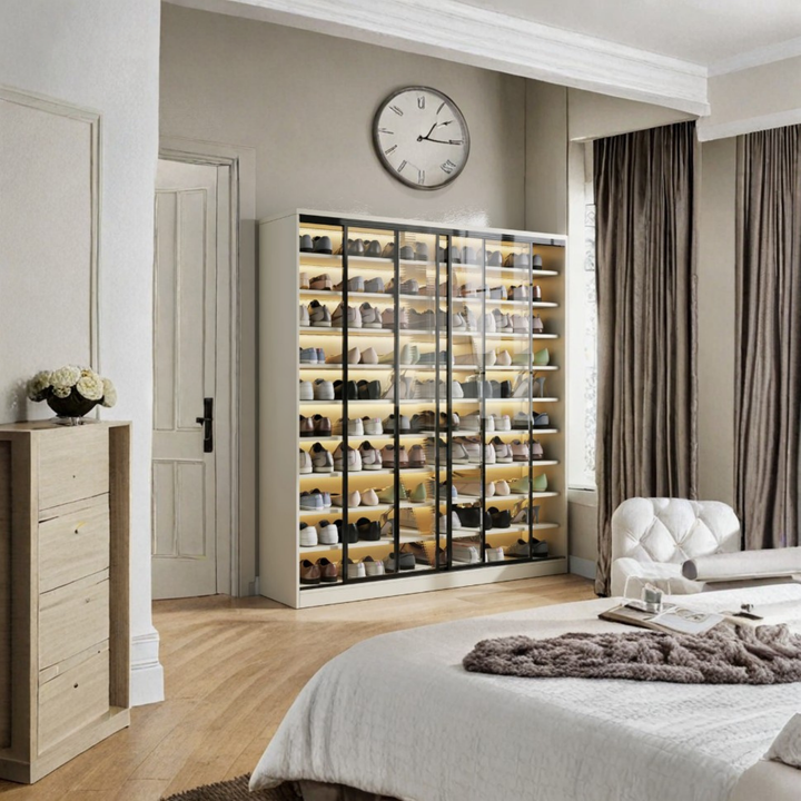 GLIDE Modern Sliding Door Glass Shoe Cabinet - Cassa Haus Singapore