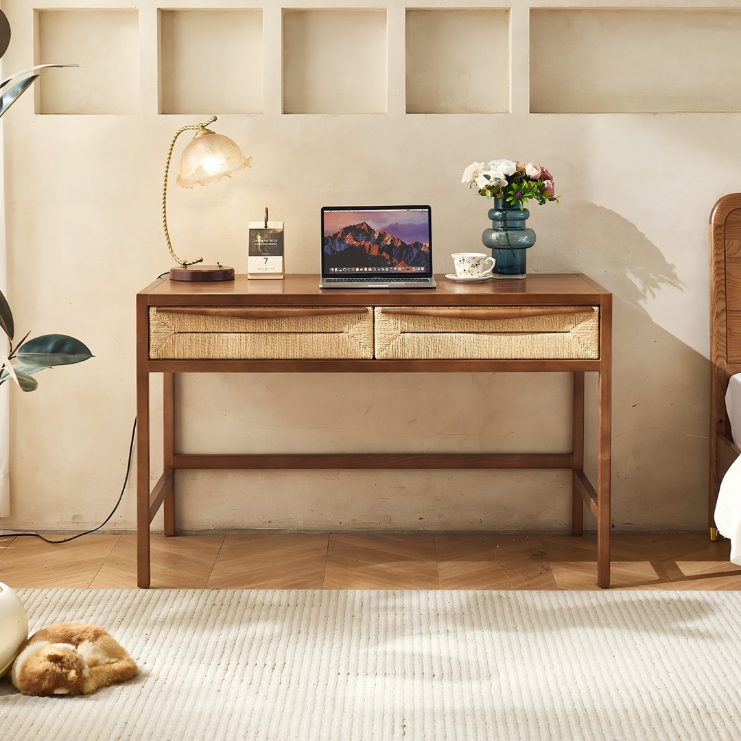 FLORENCE Nordic Rattan Study Table - Cassa Haus Singapore