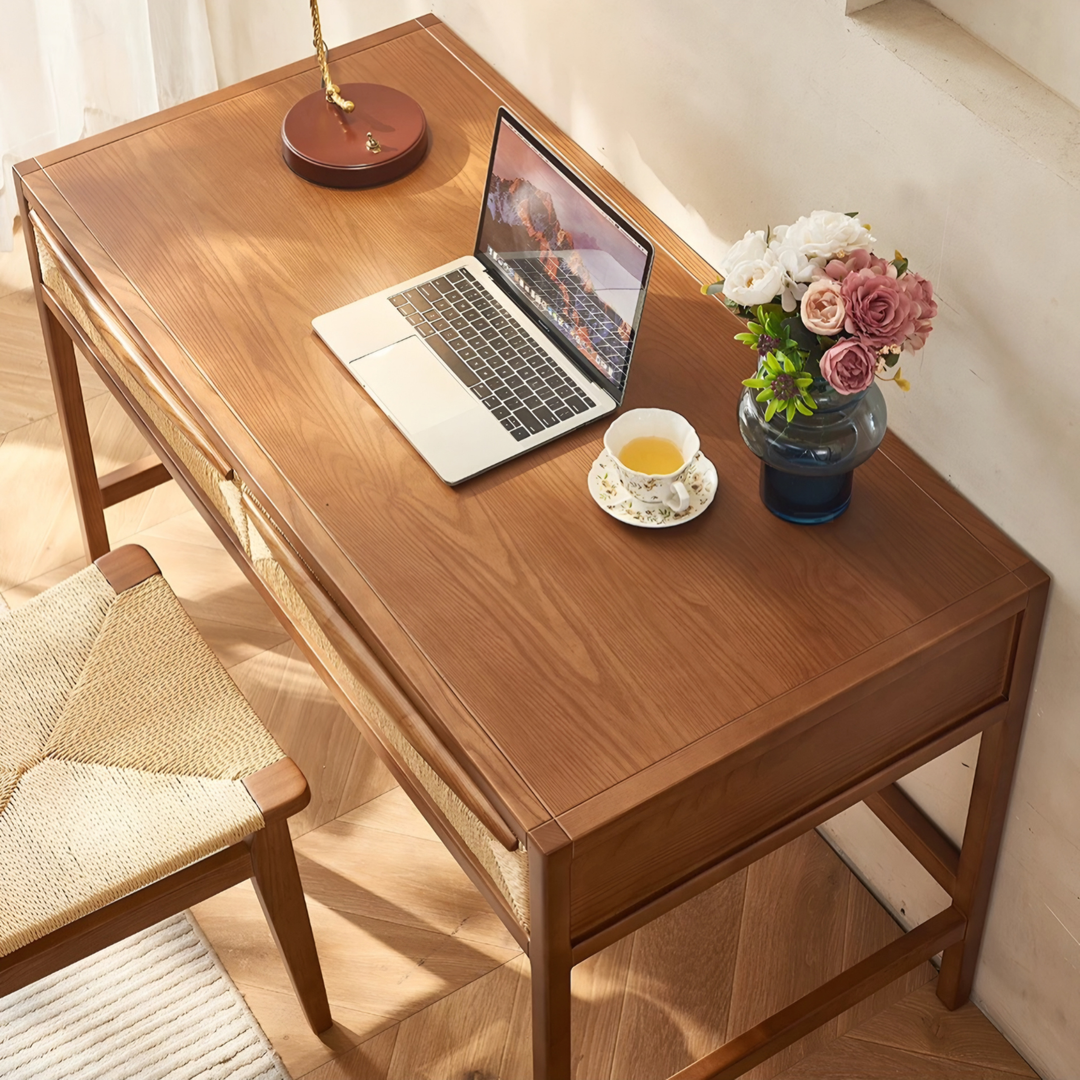 FLORENCE Nordic Rattan Study Table - Cassa Haus Singapore