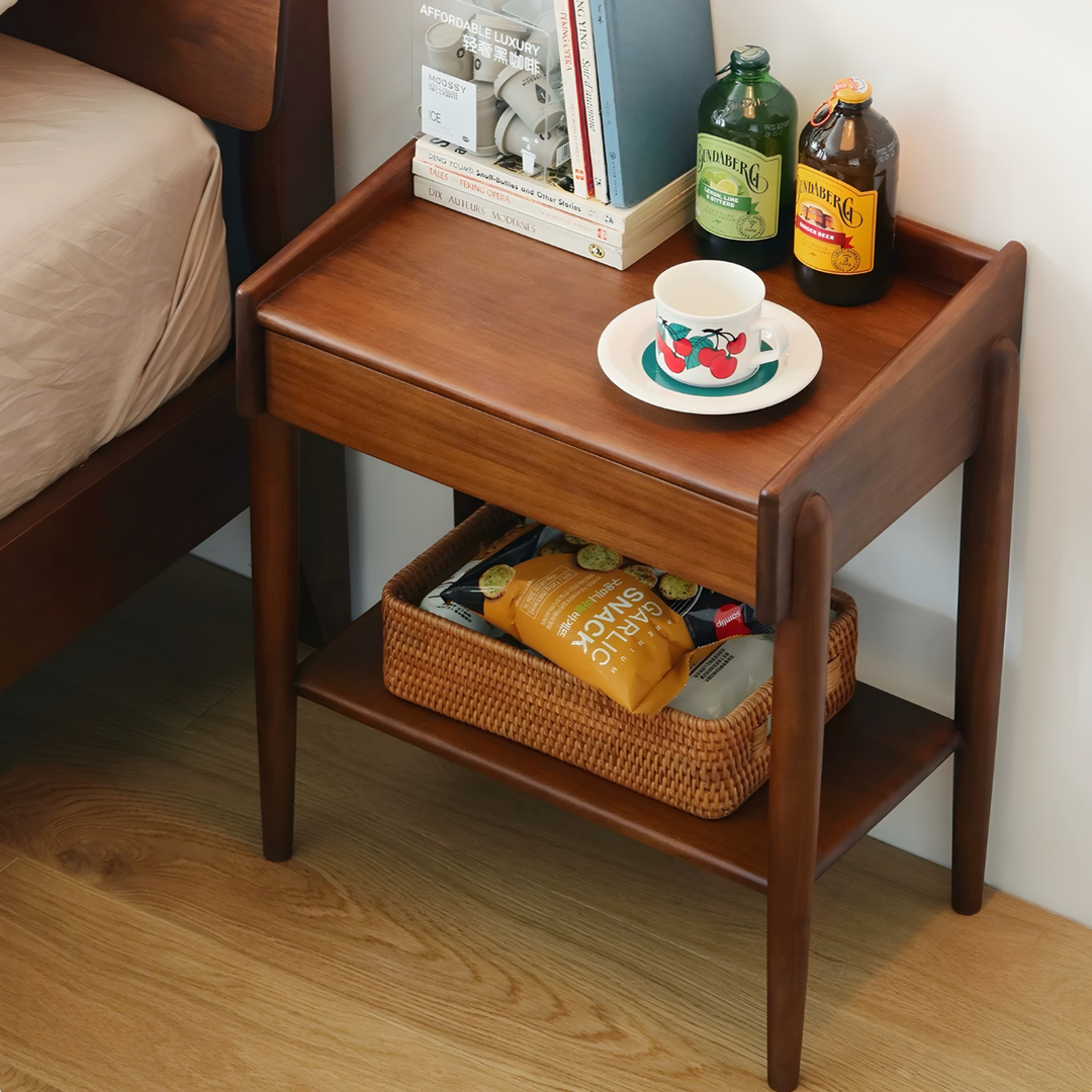 RUVEN Rustic Solid Wood Bedside Table - Cassa Haus Singapore