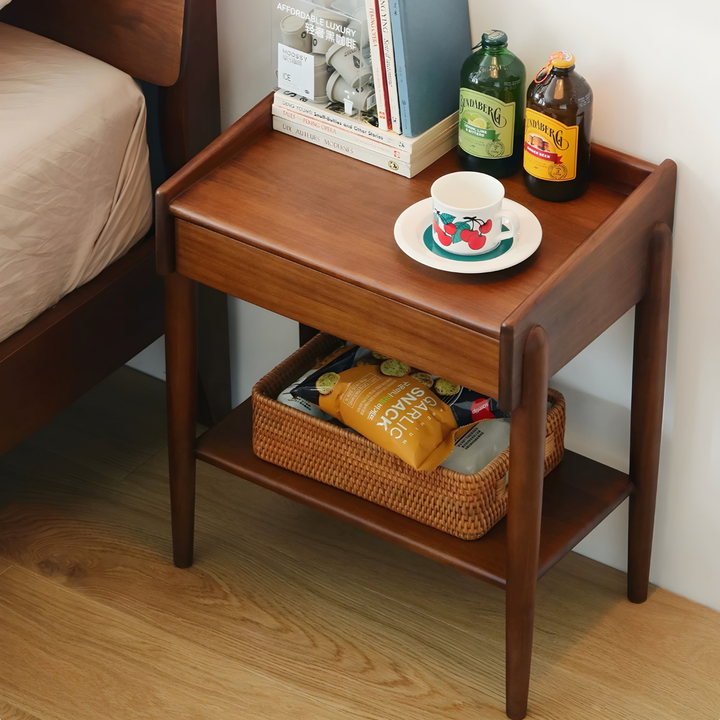 RUVEN Rustic Solid Wood Bedside Table - Cassa Haus Singapore