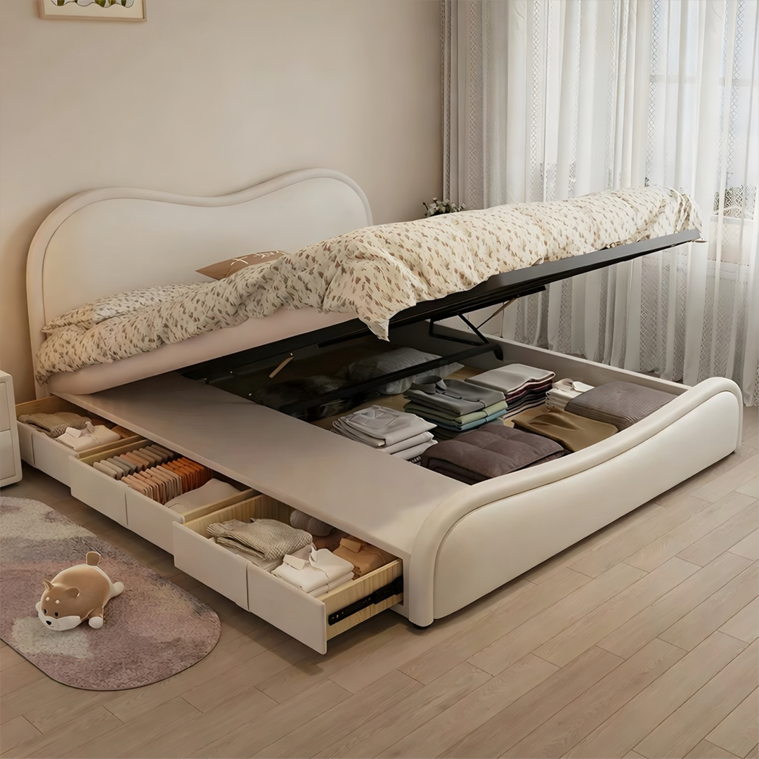 GAVEN Modern Leather Storage Bedframe - Cassa Haus Singapore