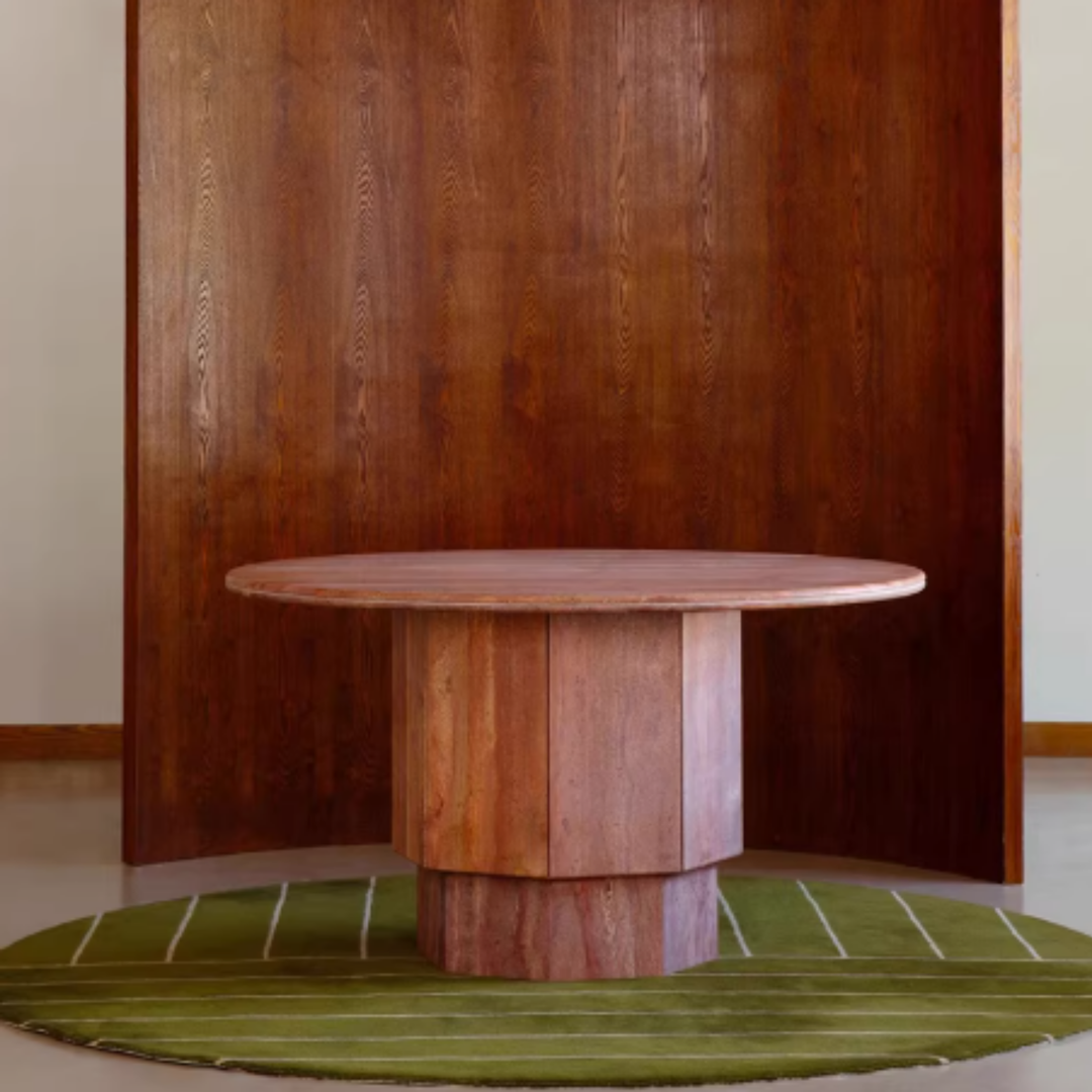 VESUVIUS Modern Red Travertine Round Dining Table - Cassa Haus Singapore