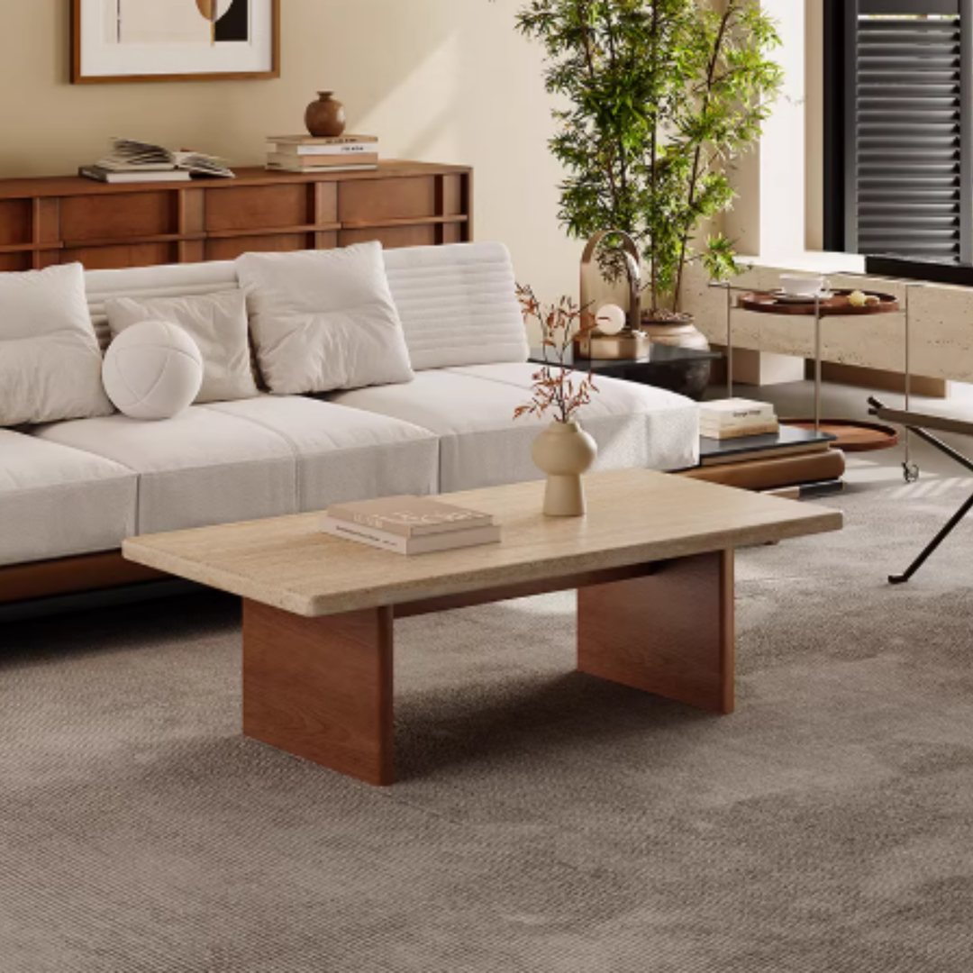 KASSEL Modern Travertine Coffee Table - Cassa Haus Singapore