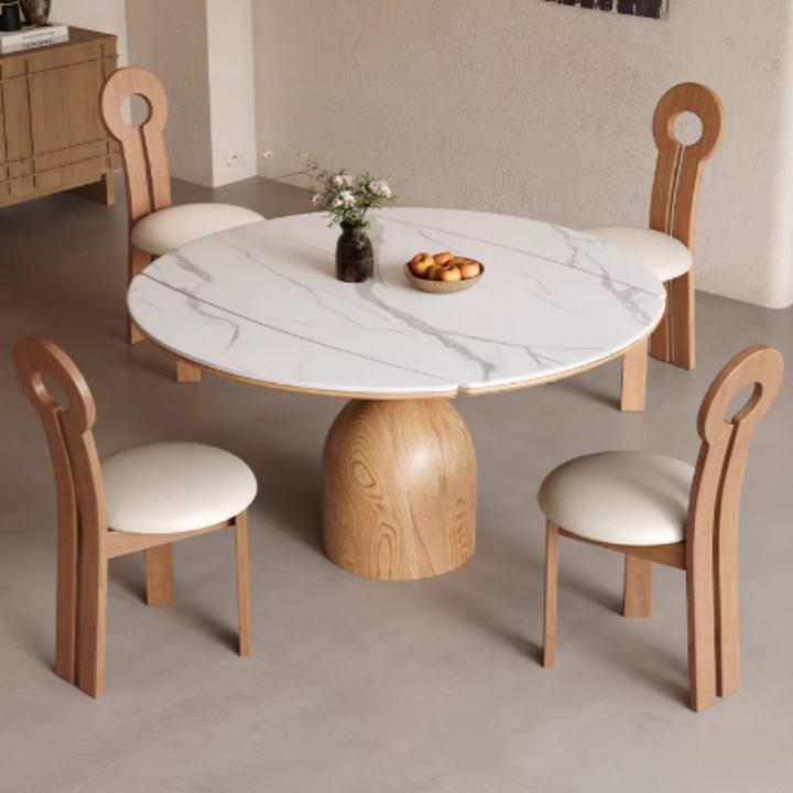 ELAN Modern Sintered Stone Extendable Round Dining Table - Cassa Haus Singapore