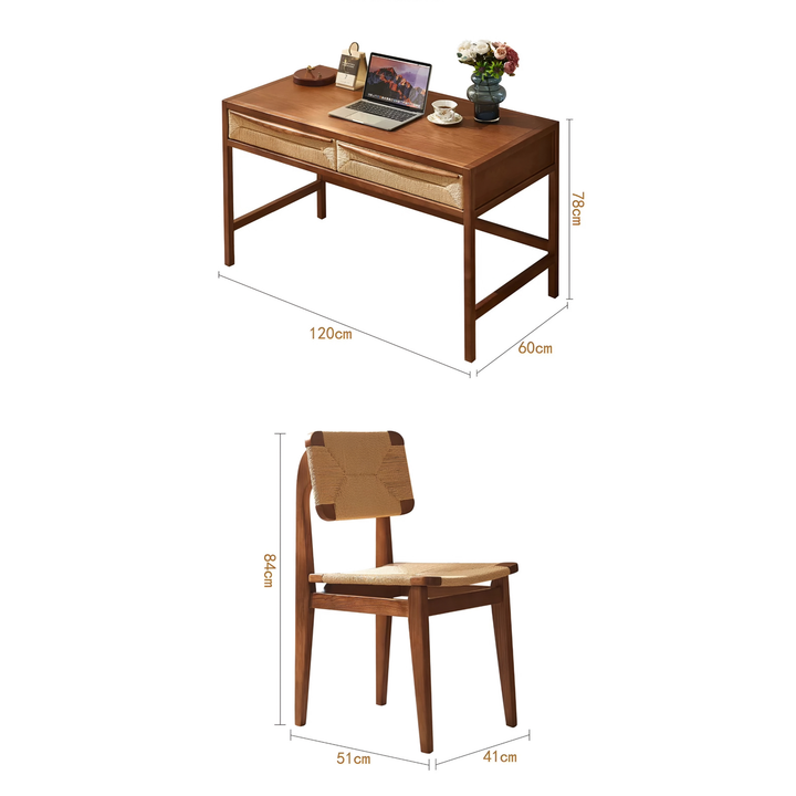 FLORENCE Nordic Rattan Study Table - Cassa Haus Singapore