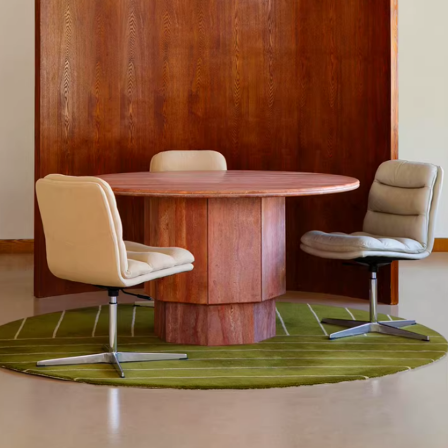 VESUVIUS Modern Red Travertine Round Dining Table - Cassa Haus Singapore