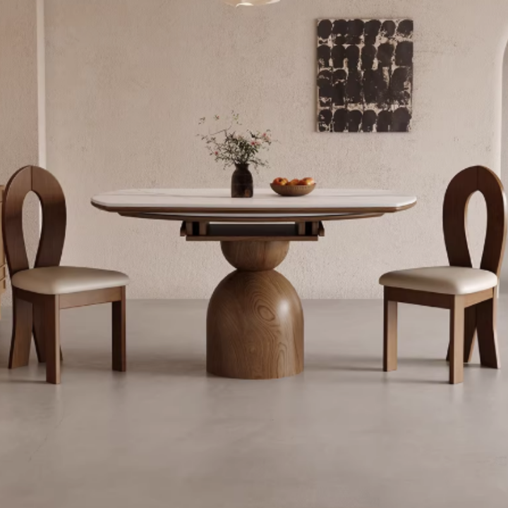 ELAN Modern Sintered Stone Extendable Round Dining Table - Cassa Haus Singapore