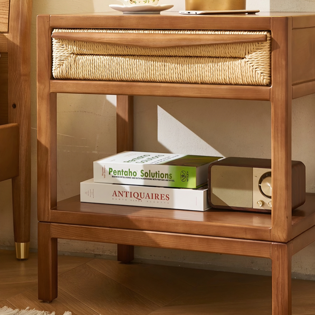 RYDEN Japandi Solid Wood Bedside Table - Cassa Haus Singapore