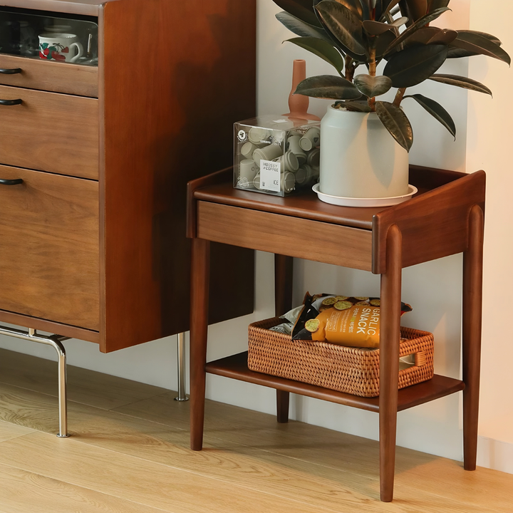 RUVEN Rustic Solid Wood Bedside Table - Cassa Haus Singapore