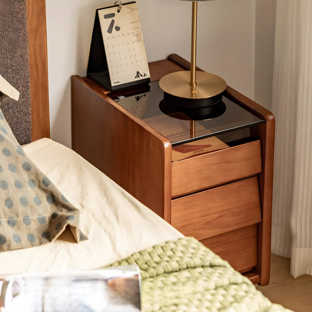 MORVEN Modern Solid Wood Bedside Table - Cassa Haus Singapore