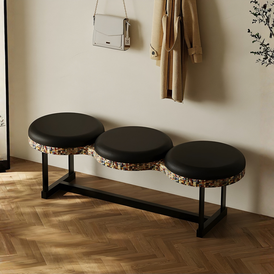 KESTRUM Boho Leather Entryway Bench - Urban Mood Singapore