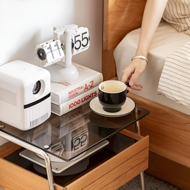 KUREN Modern Solid Wood Bedside Table - Cassa Haus Singapore