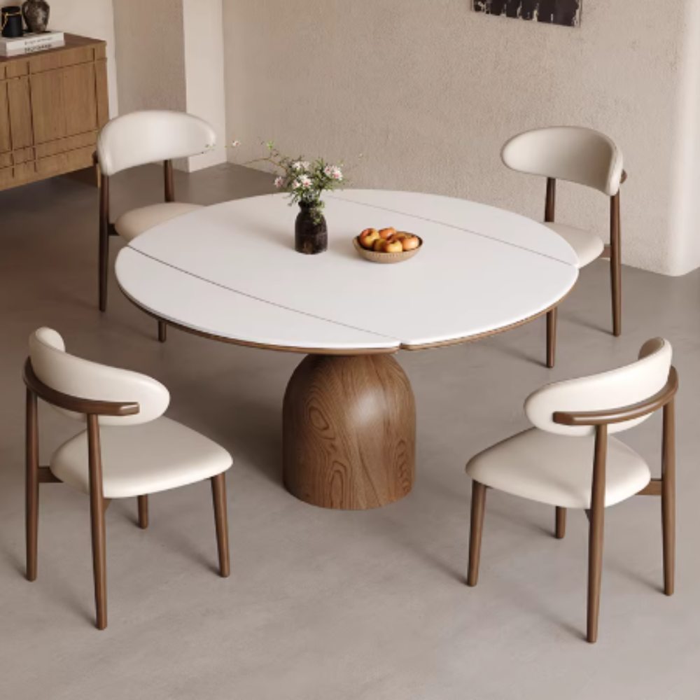ELAN Modern Sintered Stone Extendable Round Dining Table - Cassa Haus Singapore