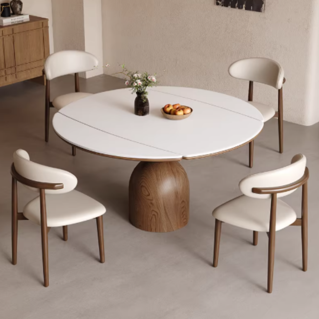 ELAN Modern Sintered Stone Extendable Round Dining Table - Cassa Haus Singapore