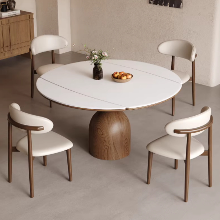 ELAN Modern Sintered Stone Extendable Round Dining Table - Cassa Haus Singapore