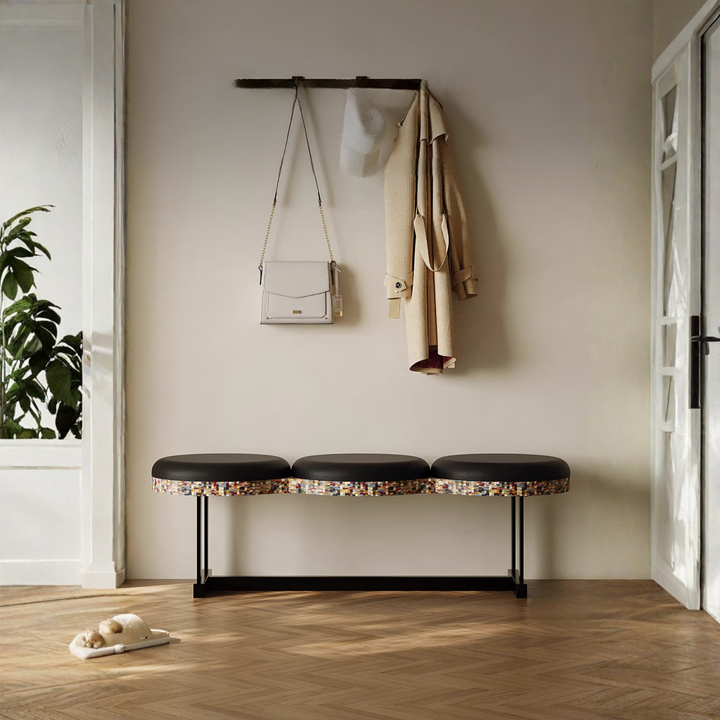 KESTRUM Boho Leather Entryway Bench - Urban Mood Singapore