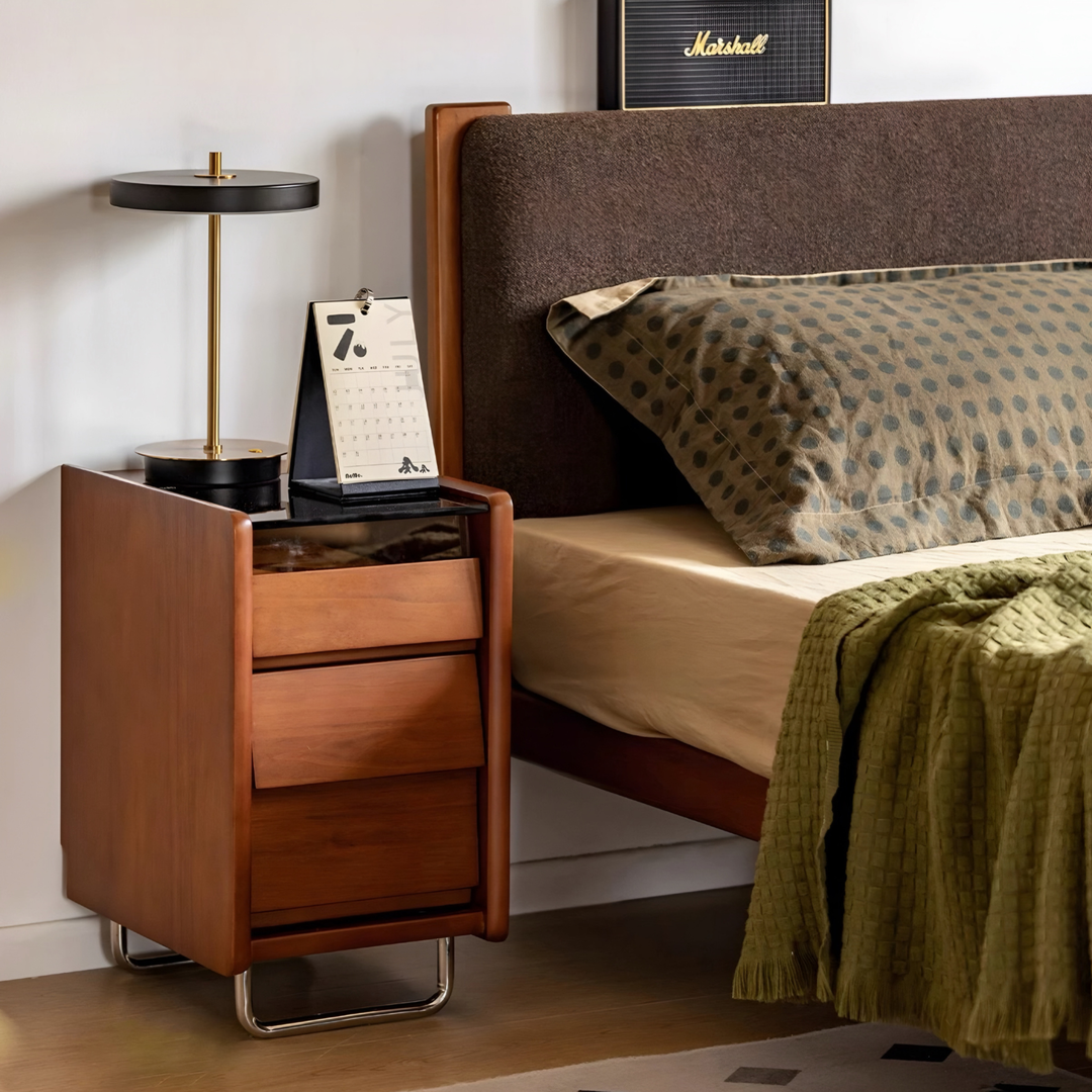 MORVEN Modern Solid Wood Bedside Table - Cassa Haus Singapore