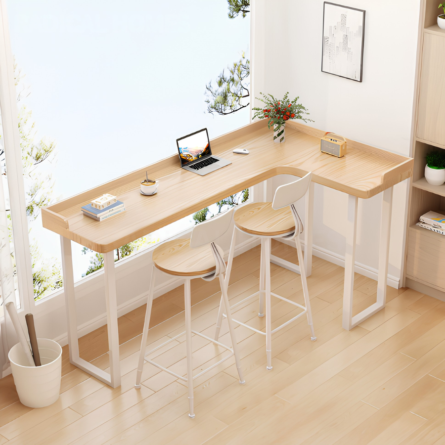 BRAVENT Modern Solid Wood L Shaped Bar Table - Cassa Haus Singapore