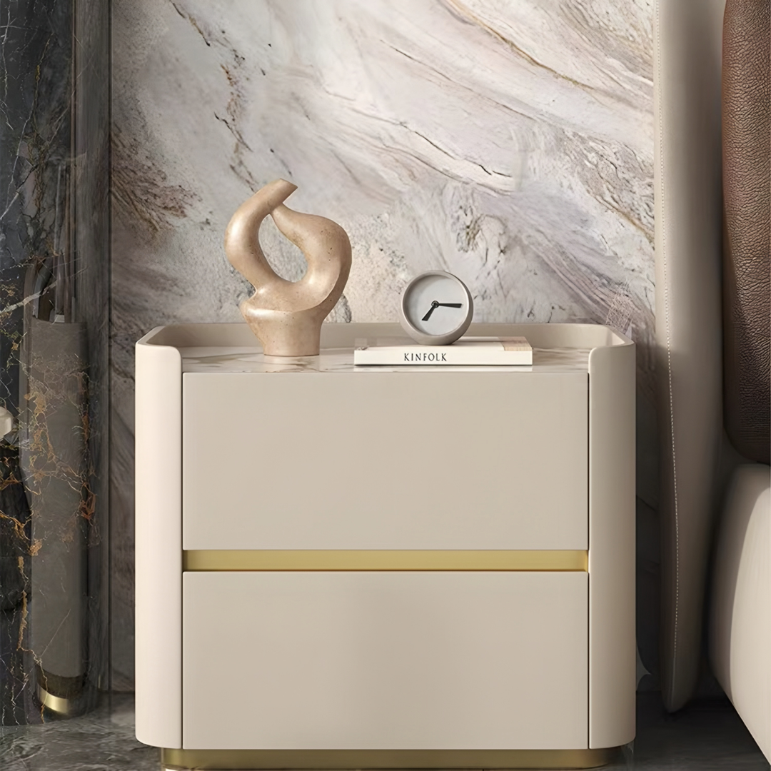 DORIAN Modern Leather Bedside Table - Cassa Haus Singapore