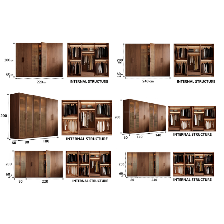 TRESKYN Rustic Rattan Wardrobe - Cassa Haus Singapore