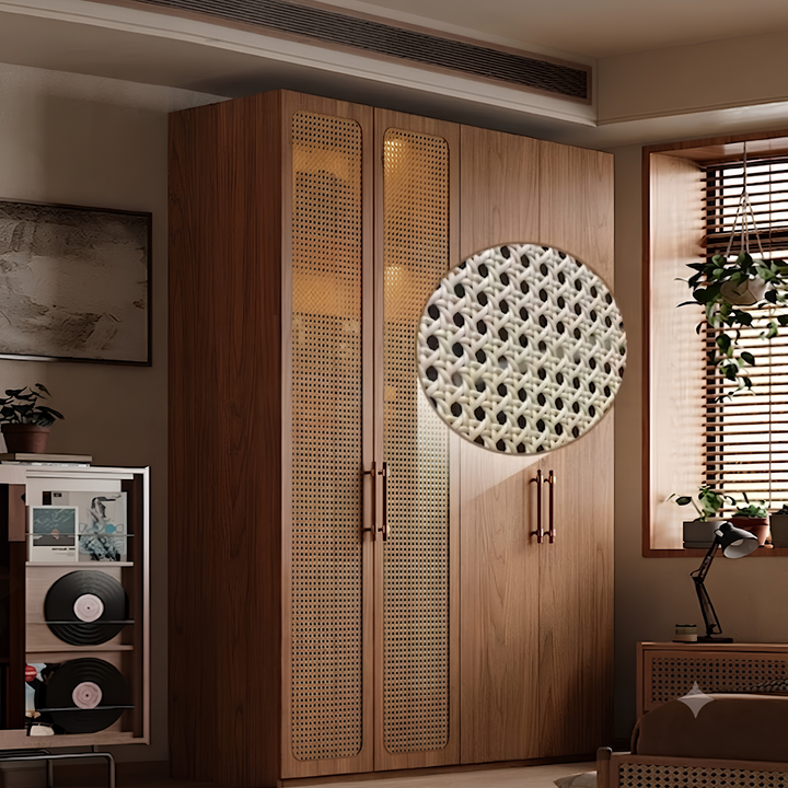 TRESKYN Rustic Rattan Wardrobe - Cassa Haus Singapore