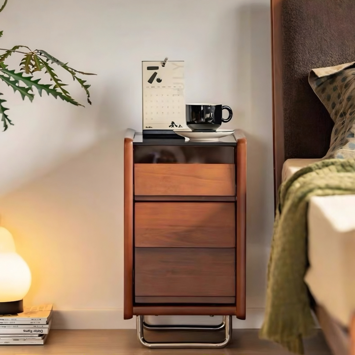 MORVEN Modern Solid Wood Bedside Table - Cassa Haus Singapore