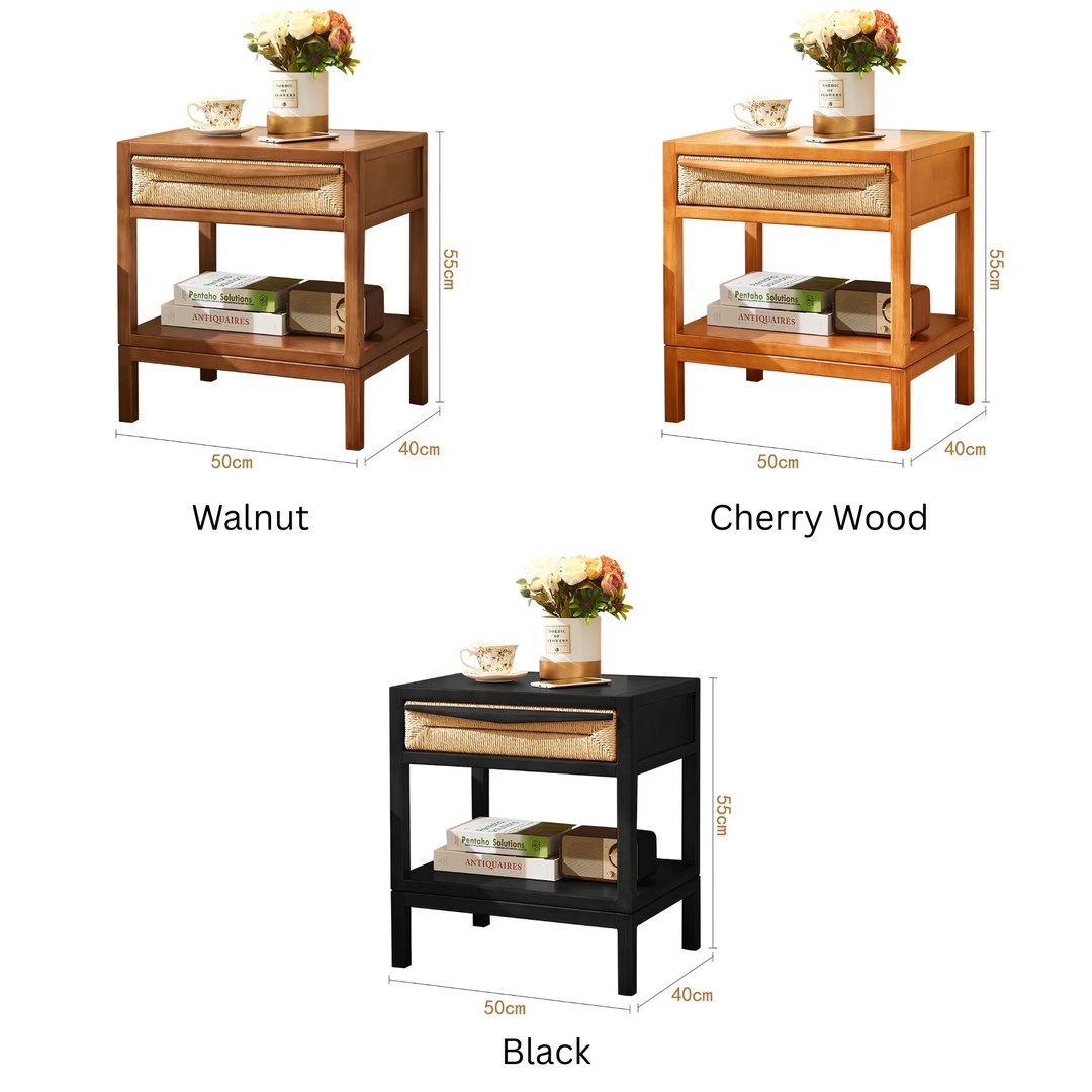 RYDEN Japandi Solid Wood Bedside Table - Cassa Haus Singapore