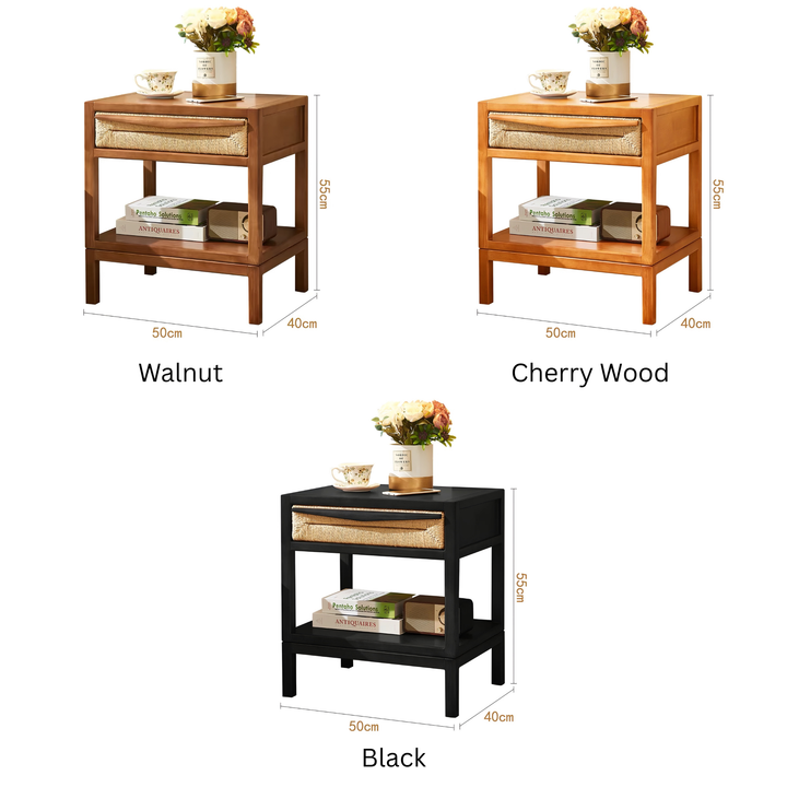 RYDEN Japandi Solid Wood Bedside Table - Cassa Haus Singapore